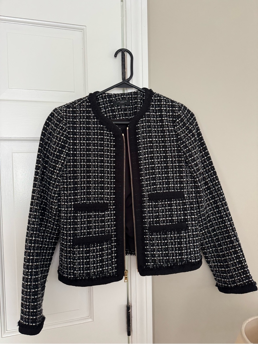 Ann Taylor Tweed Zip-Front Jacket